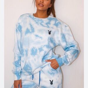 PLAYBOY Women's Sky Blue Tie-Dye Hoodie NWT